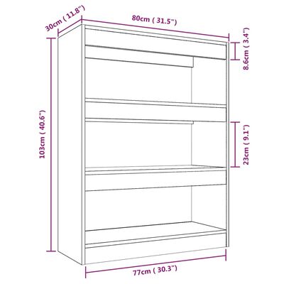 vidaXL Разделител за стая, дъб сонома, 80x30x103 см, инженерно дърво