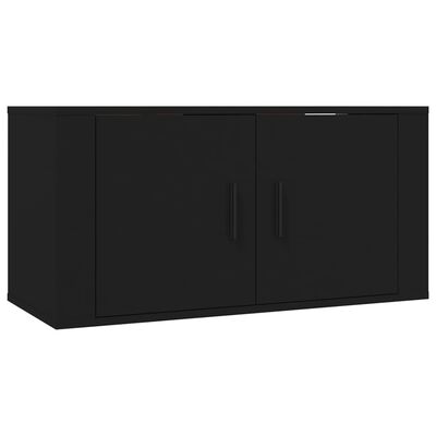 vidaXL Комплект ТВ шкафове от 3 части, черен, инженерно дърво