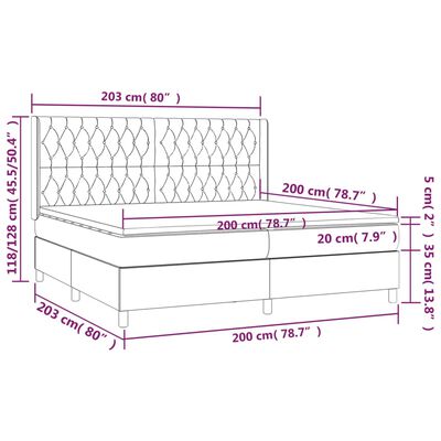 vidaXL Боксспринг легло с матрак и LED, тъмнозелено, 200x200см, кадифе