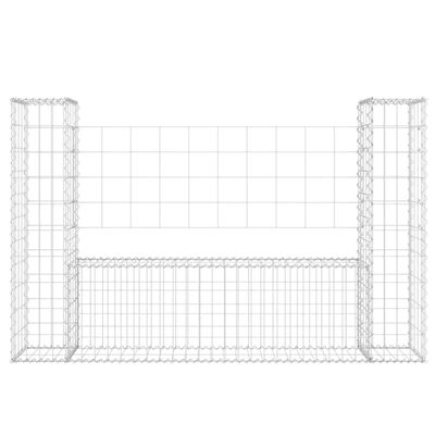 vidaXL U-образна габионна кошница с 2 стълба, желязо, 140x20x100 см