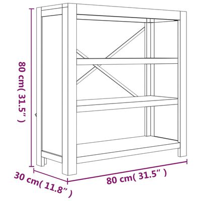 vidaXL Библиотека с 3 рафта, 80x30x80 см, акациево дърво масив