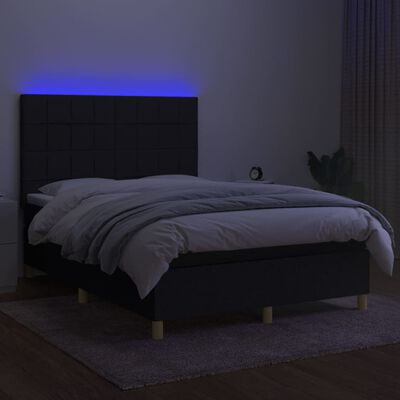 vidaXL Боксспринг легло с матрак и LED, черно, 140x190 см, плат