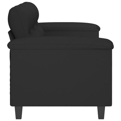 vidaXL 3-местен диван, черен, 180 см, микрофибърен плат