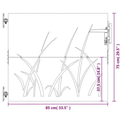 vidaXL Градинска порта, 85x75 см, кортенова стомана, дизайн с треви