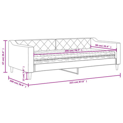 vidaXL Канапе с матрак, таупе, 90x200 см, плат