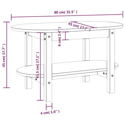 vidaXL Кафе маса, 80x45x45 см, борово дърво масив