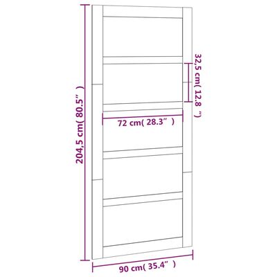 vidaXL Плъзгаща се врата 90x1,8x204,5 см масивно борово дърво