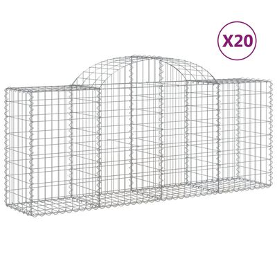 vidaXL Габионни кошници арка 20 бр 200x50x80/100 см поцинковано желязо