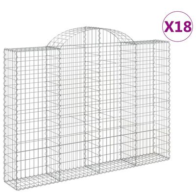 vidaXL Габионни кошници арка 18 бр 200x30x140/160см поцинковано желязо