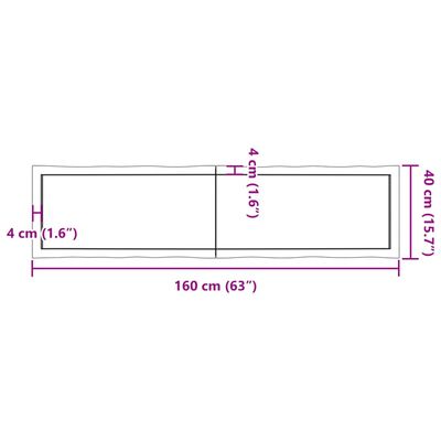 vidaXL Плот за маса тъмнокафяв 160x40x(2-6) см обработен масивен дъб