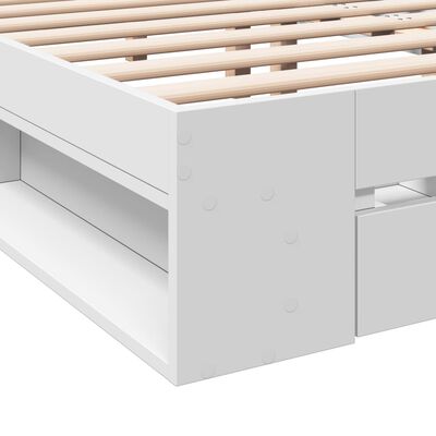 vidaXL Рамка за легло с чекмеджета, бяла, 120x200 см, инженерно дърво