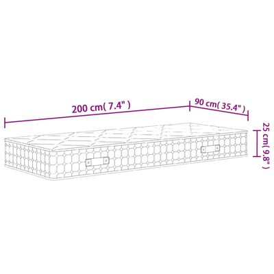 vidaXL Матрак покет пружини, средна твърдост, 90x200 см