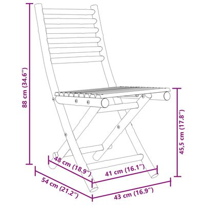 vidaXL Сгъваеми градински столове, 8 бр, 43x54x88 см, бамбук