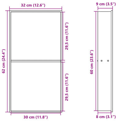 vidaXL Душ ниша, матово черно, 32x62x9 см, неръждаема стомана