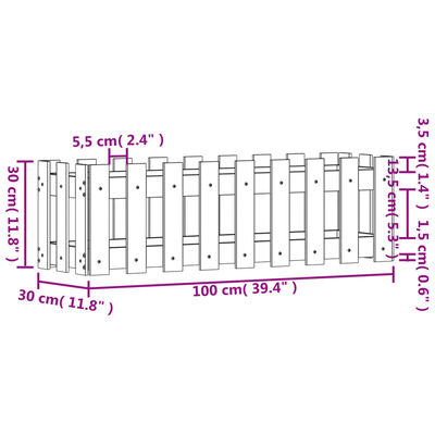 vidaXL Градинска леха тип ограда 100x30x30 см импрегниран бор масив