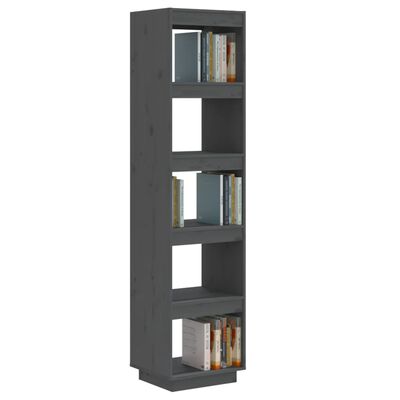 vidaXL Библиотека/разделител за стая, сива, 40x35x167 см, бор масив