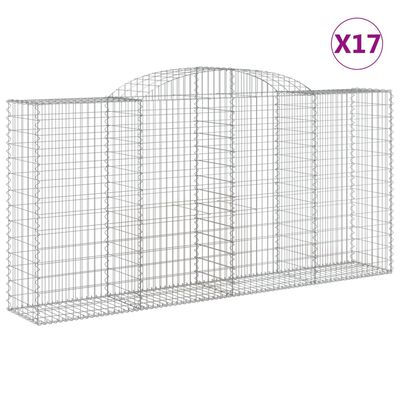 vidaXL Габионни кошници арка 17 бр 300x50x140/160см поцинковано желязо