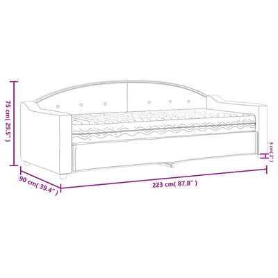 vidaXL Канапе с матрак, тъмносиво, 80x200 см, плат