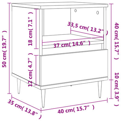 vidaXL Нощни шкафчета, 2 бр, сонома дъб, 40x35x50 см, инженерно дърво