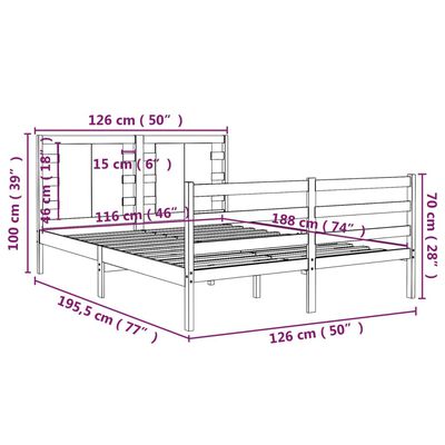 vidaXL Рамка за легло кафява масивно дърво 120x190 см 4FT Small Double