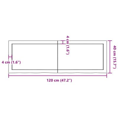 vidaXL Плот за маса тъмнокафяв 120x40x(2-4) см обработен масивен дъб