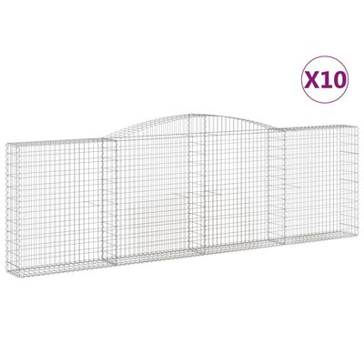 vidaXL Габионни кошници арка 10 бр 400x30x120/140см поцинковано желязо