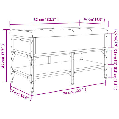 vidaXL Пейка за обувки, кафяв дъб, 82x42x45 см, инженерно дърво