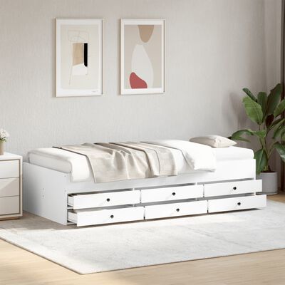 vidaXL Дневно легло с чекмеджета, бяло, 75x190 см, инженерно дърво