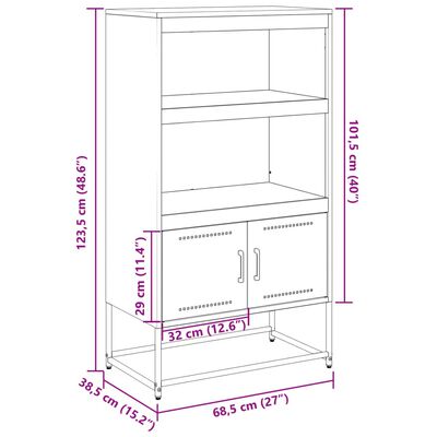 vidaXL ТВ шкаф, антрацит, 100,5x39x60,5 см, стомана