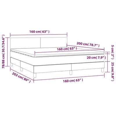 vidaXL Боксспринг легло с матрак и LED, тъмносиньо, 160x200 см, кадифе