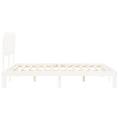 vidaXL Рамка за легло с табла, бяла, 160х200 см, масивно дърво