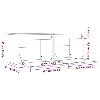 vidaXL Стенни шкафове, 2 бр, меденокафяви, 45x30x35 см, бор масив