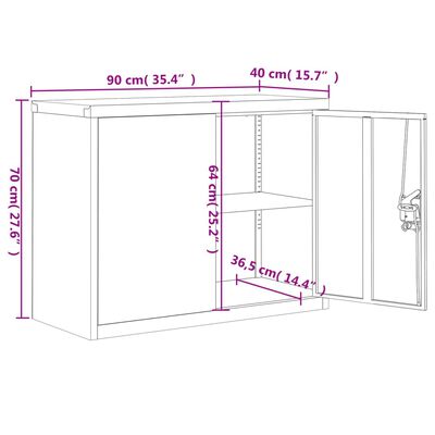 vidaXL Шкаф за папки черен 90x40x70 см стомана