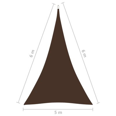 vidaXL Платно-сенник, Оксфорд плат, триъгълно, 5x6x6 м, кафяво
