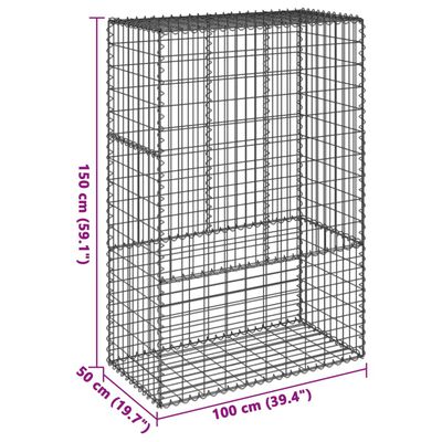 vidaXL Габионна кошница с покритие, 100x50x150 см, поцинковано желязо