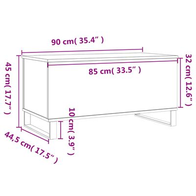 vidaXL Маса за кафе, кафяв дъб, 90x44,5x45 см, инженерно дърво