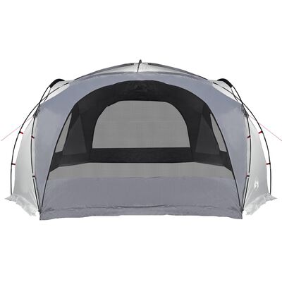 vidaXL Парти палатка, бяло и сиво, водоустойчива