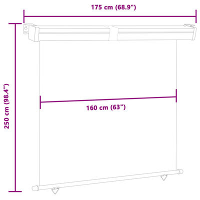 vidaXL Вертикална тента за балкон, 175x250 см, кафява