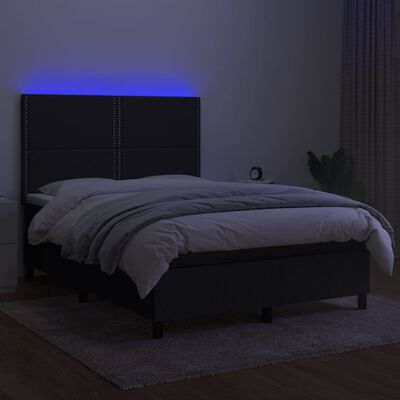 vidaXL Боксспринг легло с матрак и LED, черно, 140x200 см, плат