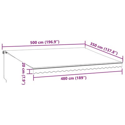 vidaXL Ръчно прибираща се тента с LED, кафяв, 500x350 см