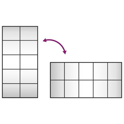 vidaXL Стенно огледало, черно, 50x100 см, правоъгълно, желязо