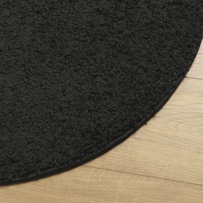 vidaXL Шаги килим с дълъг косъм "PAMPLONA" модерен черен Ø 120 см