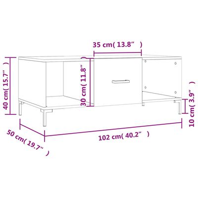 vidaXL Маса за кафе, бяла, 102x50x40 см, инженерно дърво