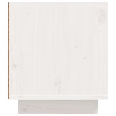 vidaXL ТВ шкаф, бял, 110x35x40,5 см, бор масив