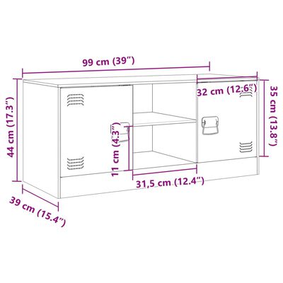 vidaXL ТВ шкаф, горчица жълто, 99x39x44 см, стомана