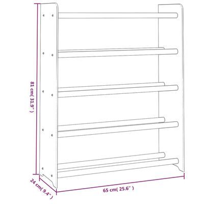 vidaXL Етажерка за обувки, кафява, 65x24x81 см, инженерно дърво