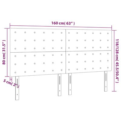 vidaXL LED горна табла за легло, черна, 160x5x118/128 см, кадифе