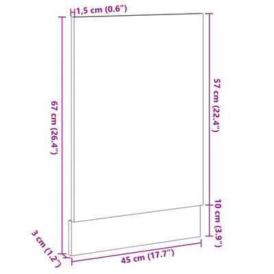 vidaXL Панел за съдомиялна, дъб сонома, 45x3x67 см, инженерно дърво