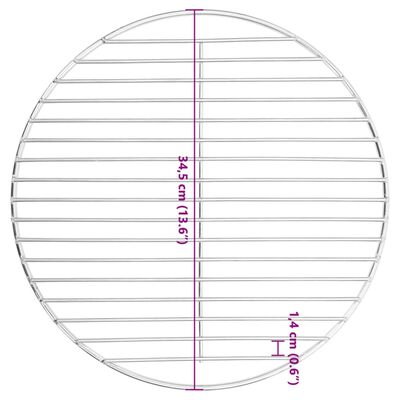 vidaXL Решетка за барбекю, кръгла, Ø34,5 см, неръждаема стомана 304