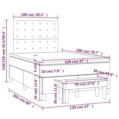 vidaXL Боксспринг легло с матрак, капучино, 120x200см, изкуствена кожа